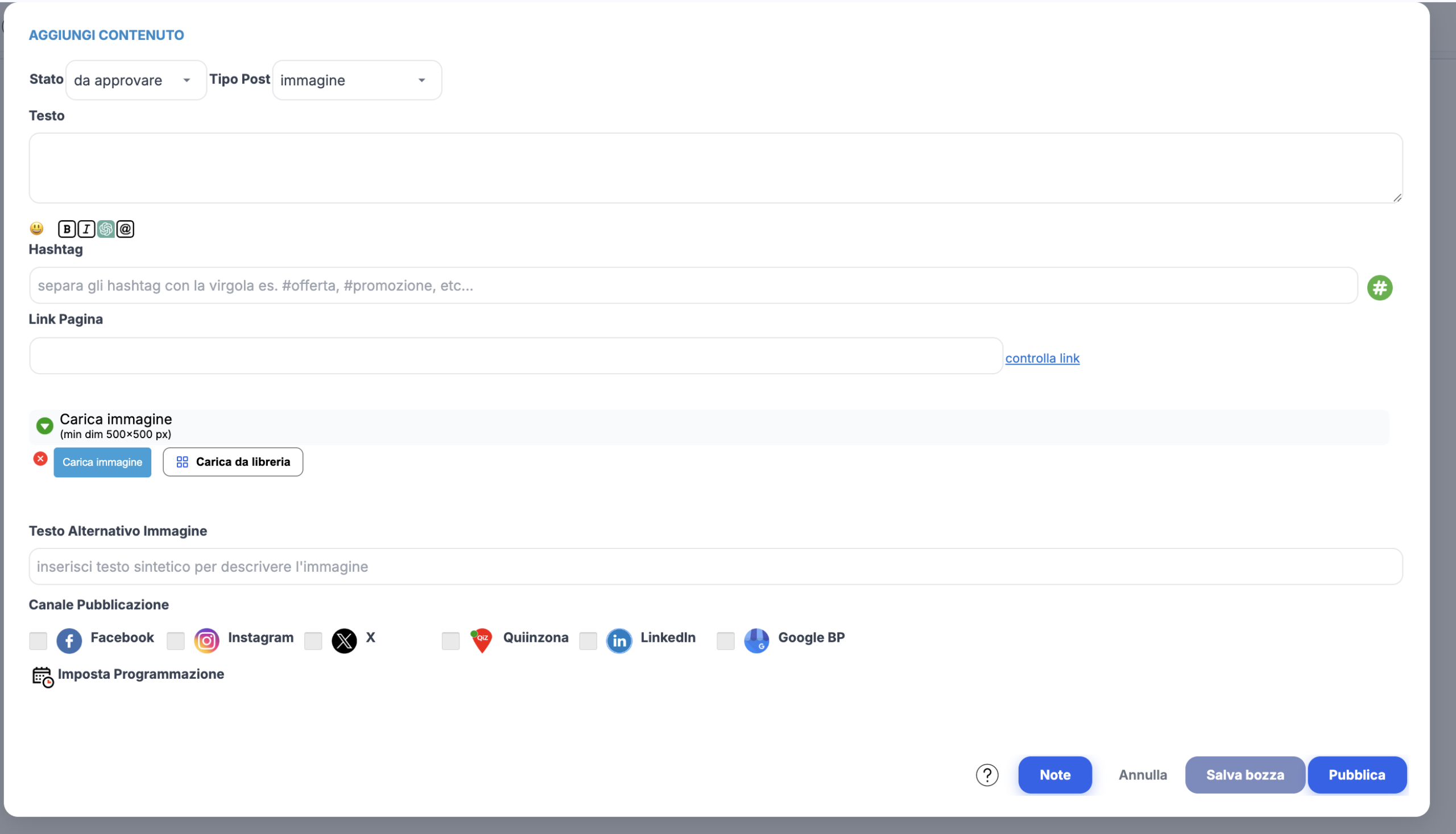 SMM pubblica contemporaneamente su più canali social