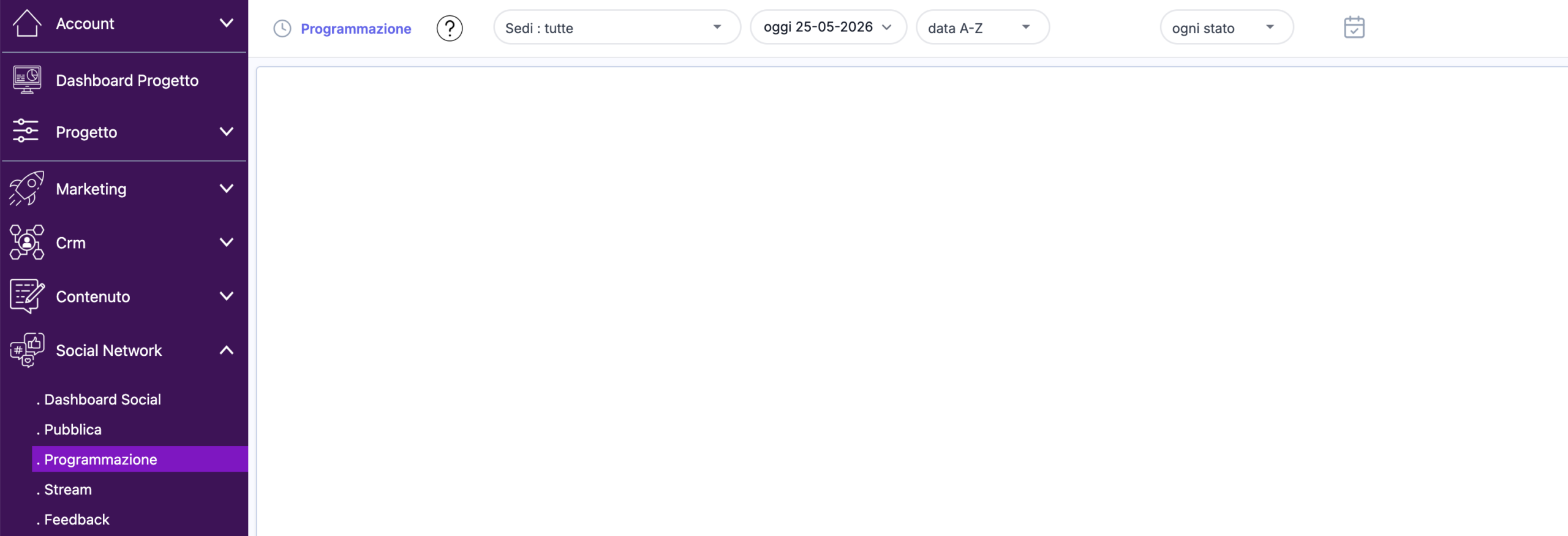 consulta la programmazione dei contenuti