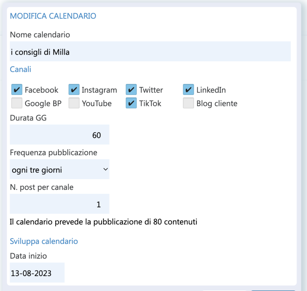calendario editoriale