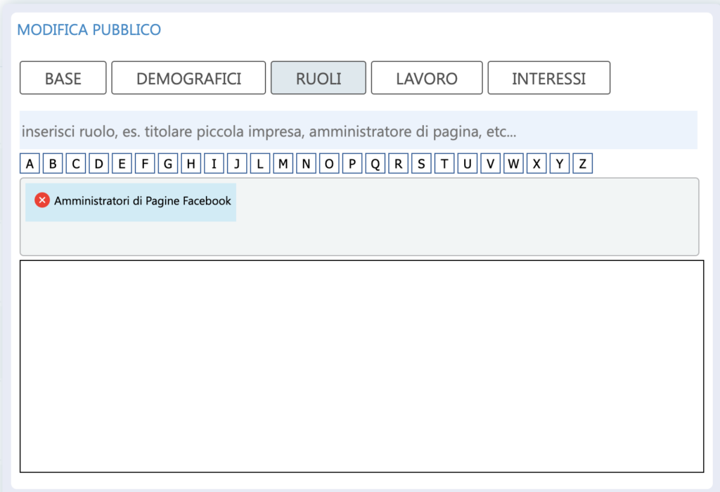 definizione pubblico personalizzato facebook, google, linkedin