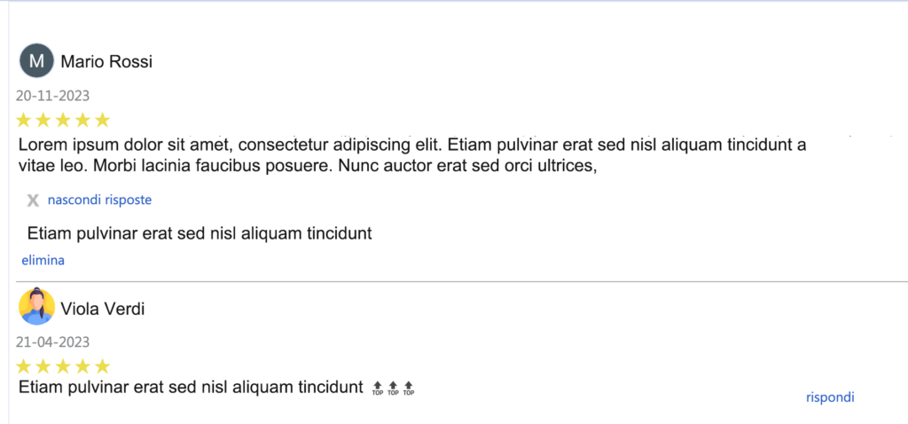 elenco recensioni google