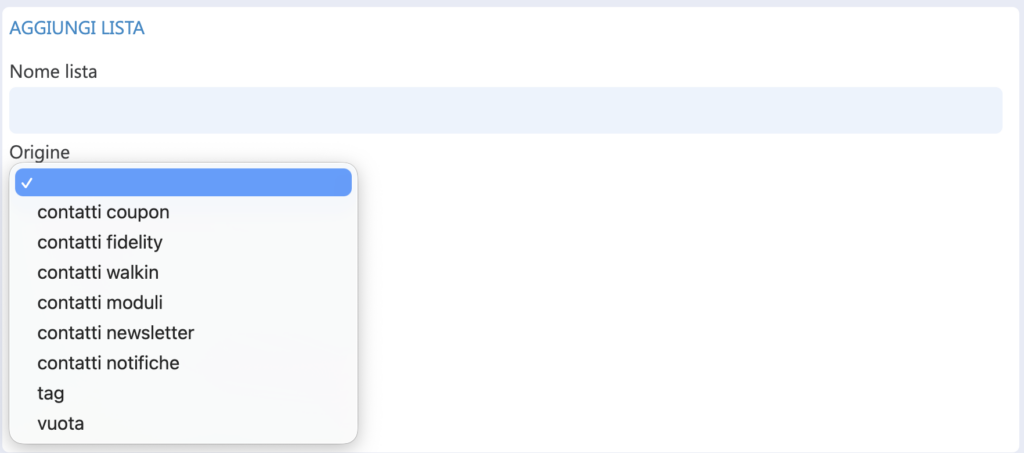 liste messaggi segmentazione