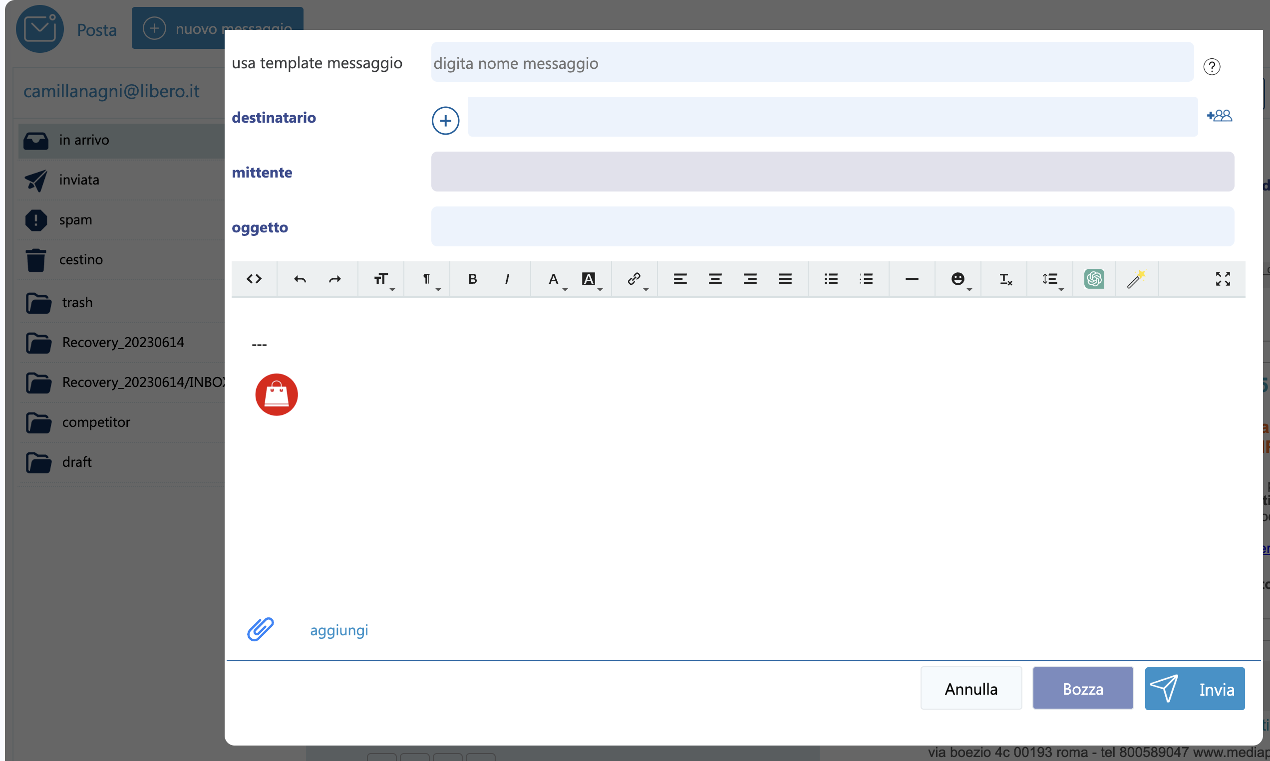 crea e gestisci i messaggi integrati con CRM
