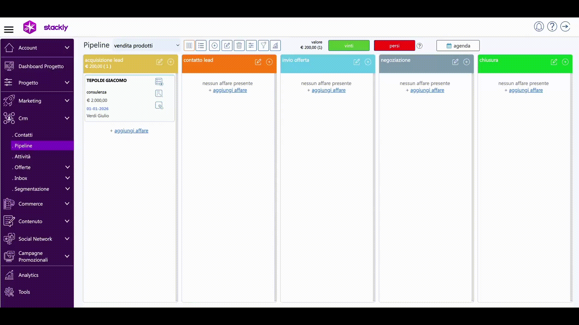 CRM pipeline drag & drop