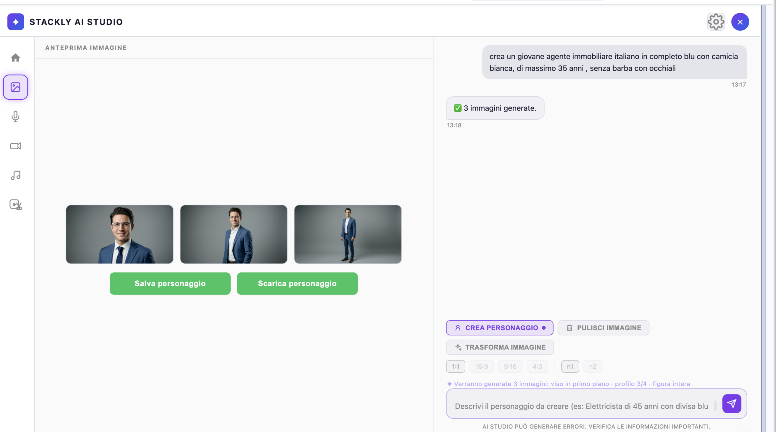 personaggio generato con Stackly AI Studio