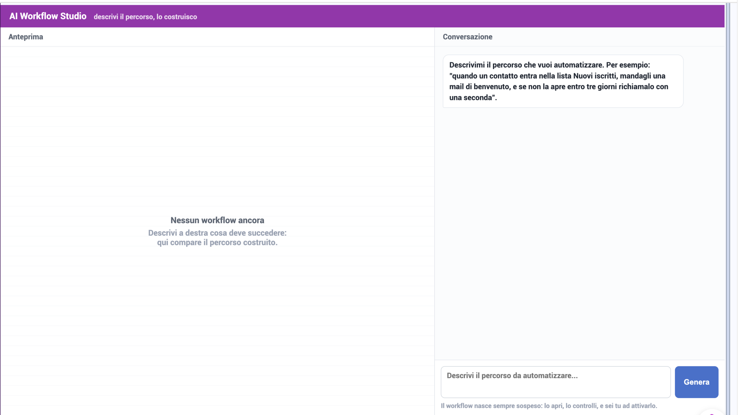 crea workflow marketing automation con prompt AI